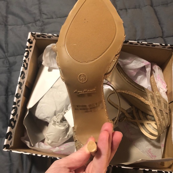 NIB Anne Michelle RiseUp glitter gold heels - Picture 5 of 6